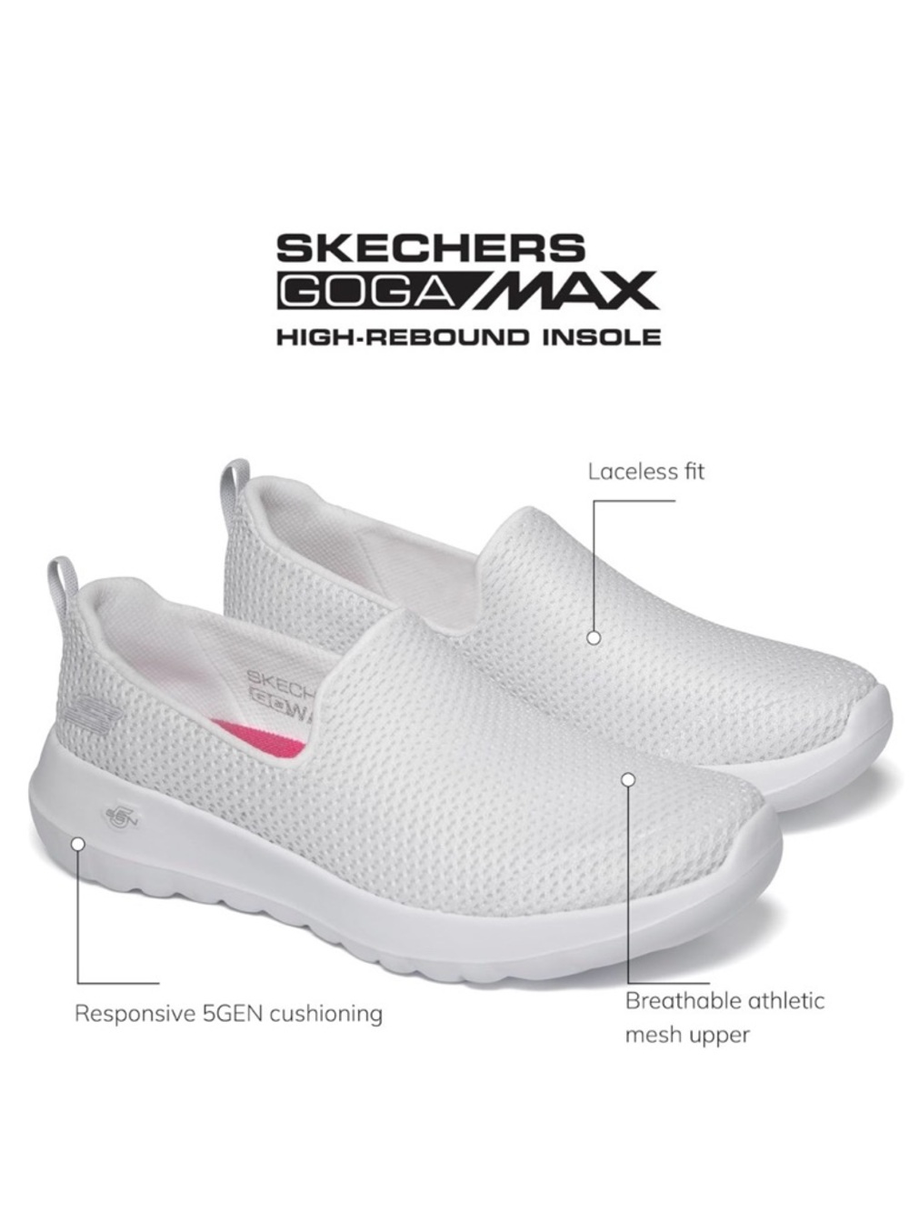 Skechers White Slip-On Goga Max Athletic Sneakers
